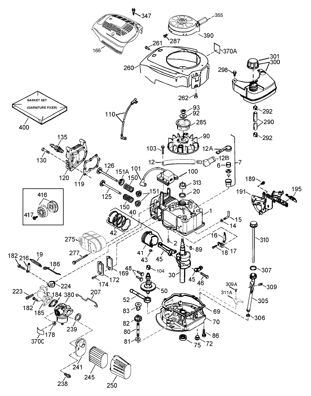 Engine Assembly Tecumseh Model No. LEV120-362003A