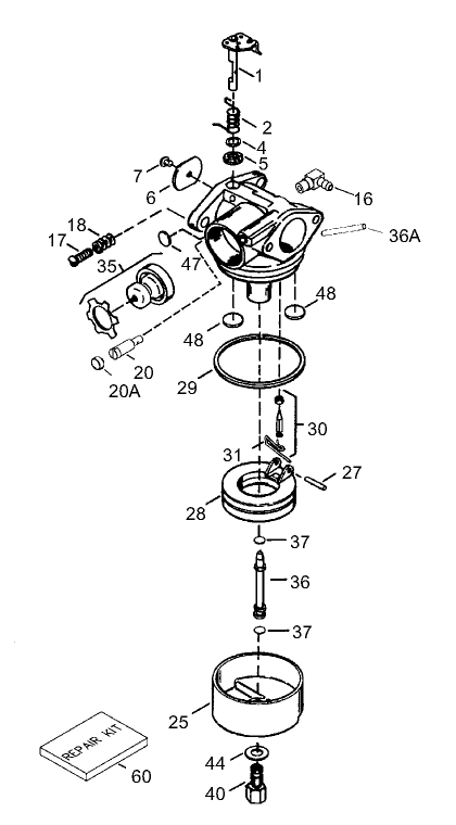 Carburetor No. 640303 Tecumseh-LEV120-361541B