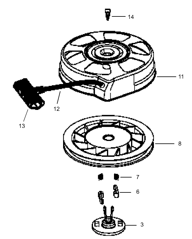 Recoil Starter No. 590739 Tecumseh-LEV120-361541B