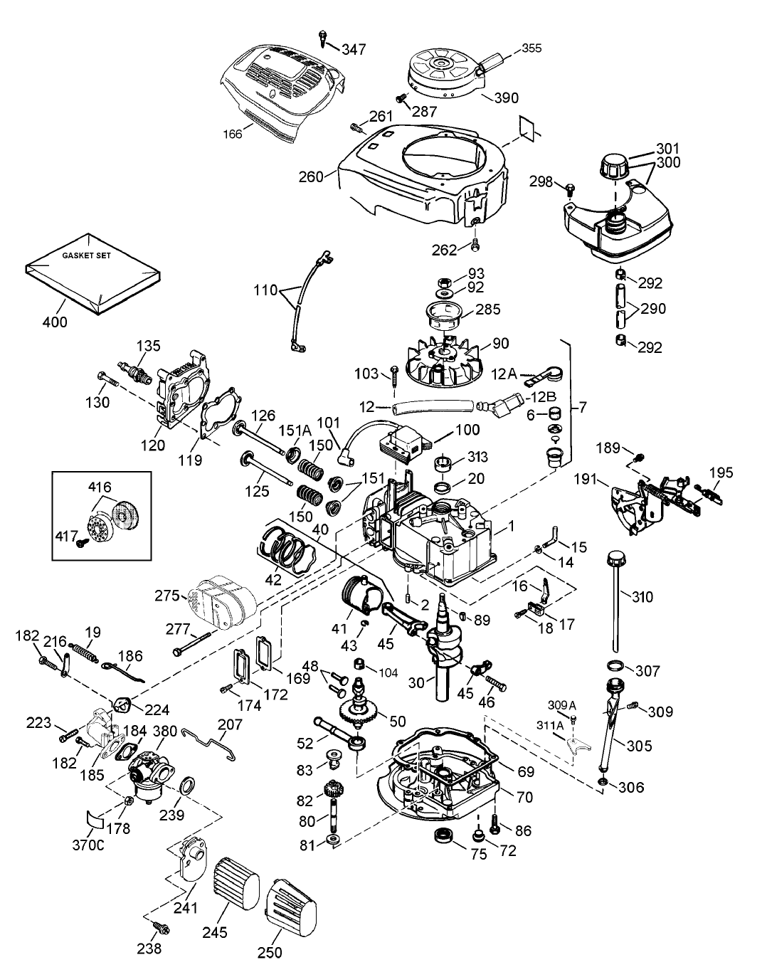 Engine Assembly Tecumseh Model LEV120-361560B