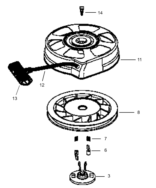 Recoil Starter Assembly No. 590739 Tecumseh Model LEV120-361560B