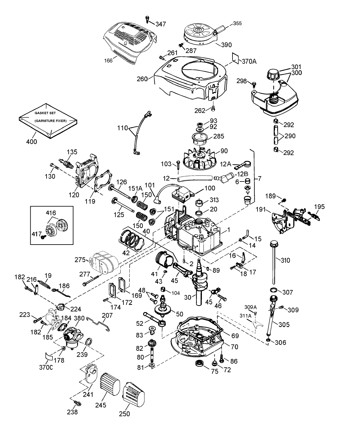 Engine Assembly Tecumseh Model No. LEV120-362003A