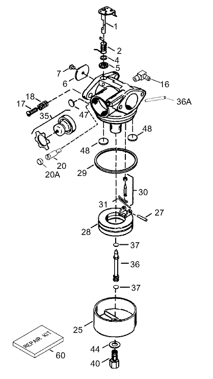 Carburetor No. 640303 Tecumseh-LEV120-361542B