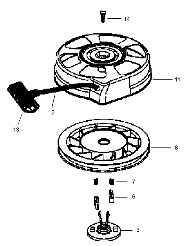 Recoil Starter Assembly No. 590739 Tecumseh Mode LEV120-361561B