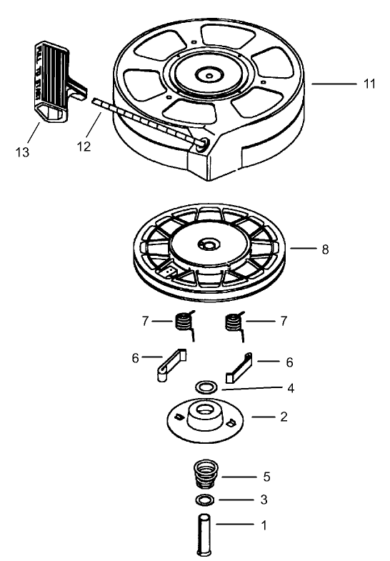 Recoil Starter Assembly No. 590702 (Optional) Tecumseh Model LEV120361561B