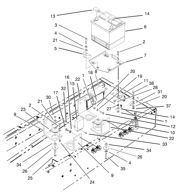 Battery and Engine Mount Assembly