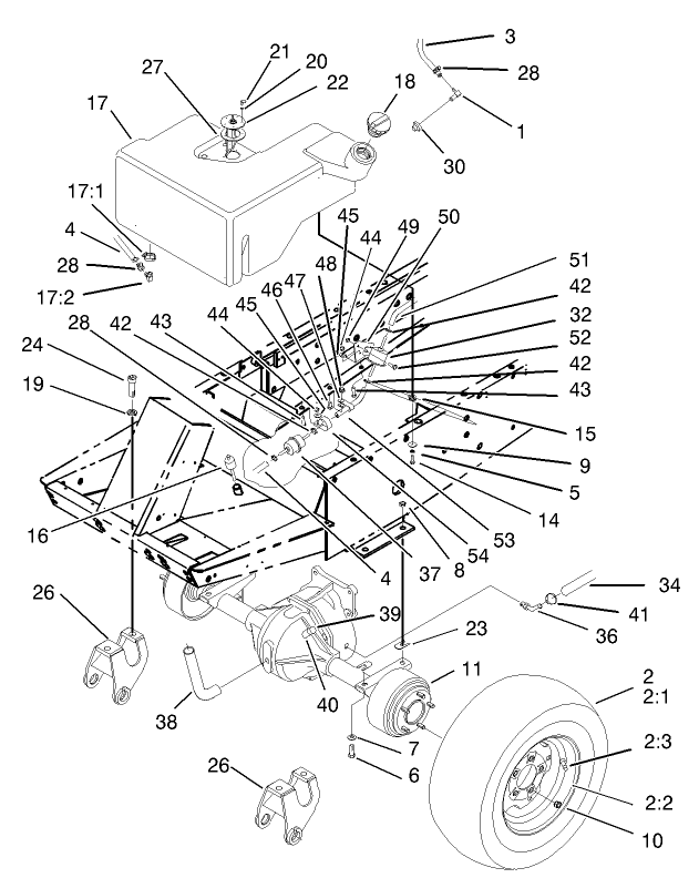 Fuel Tank and Axle Assembly