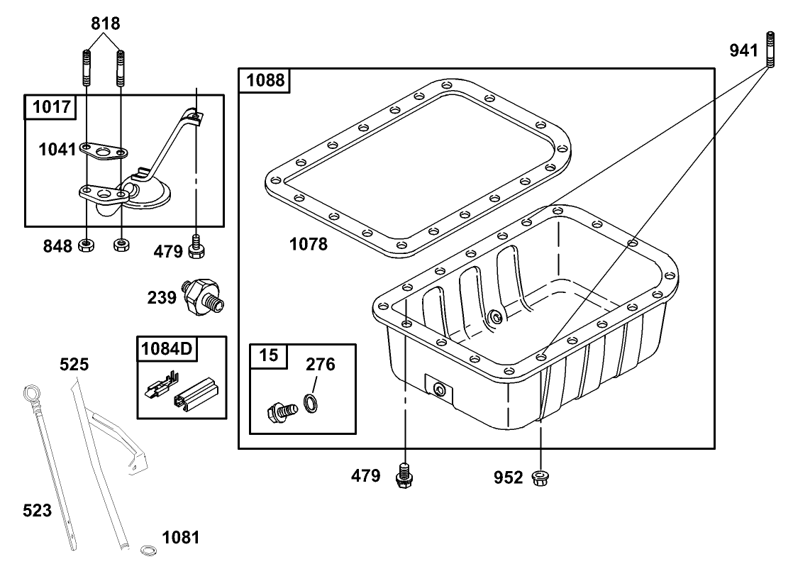 Oil Pan and Dipstick Assembly