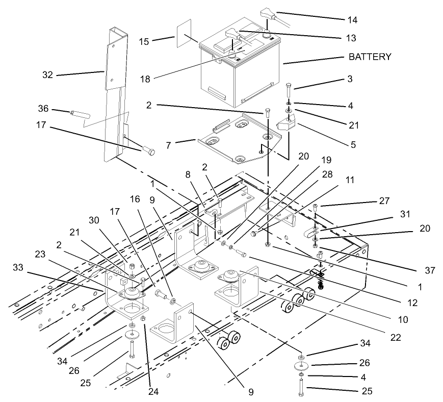Battery and Engine Mount Assembly