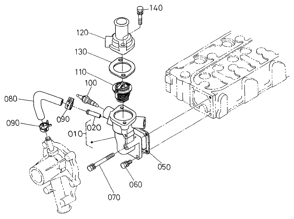 Water Flange and Thermostat Assembly