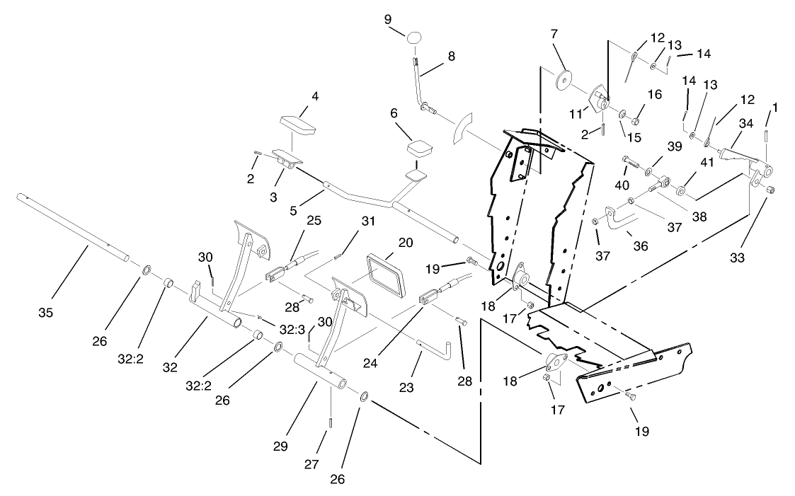 Traction and Brake Pedal Assembly