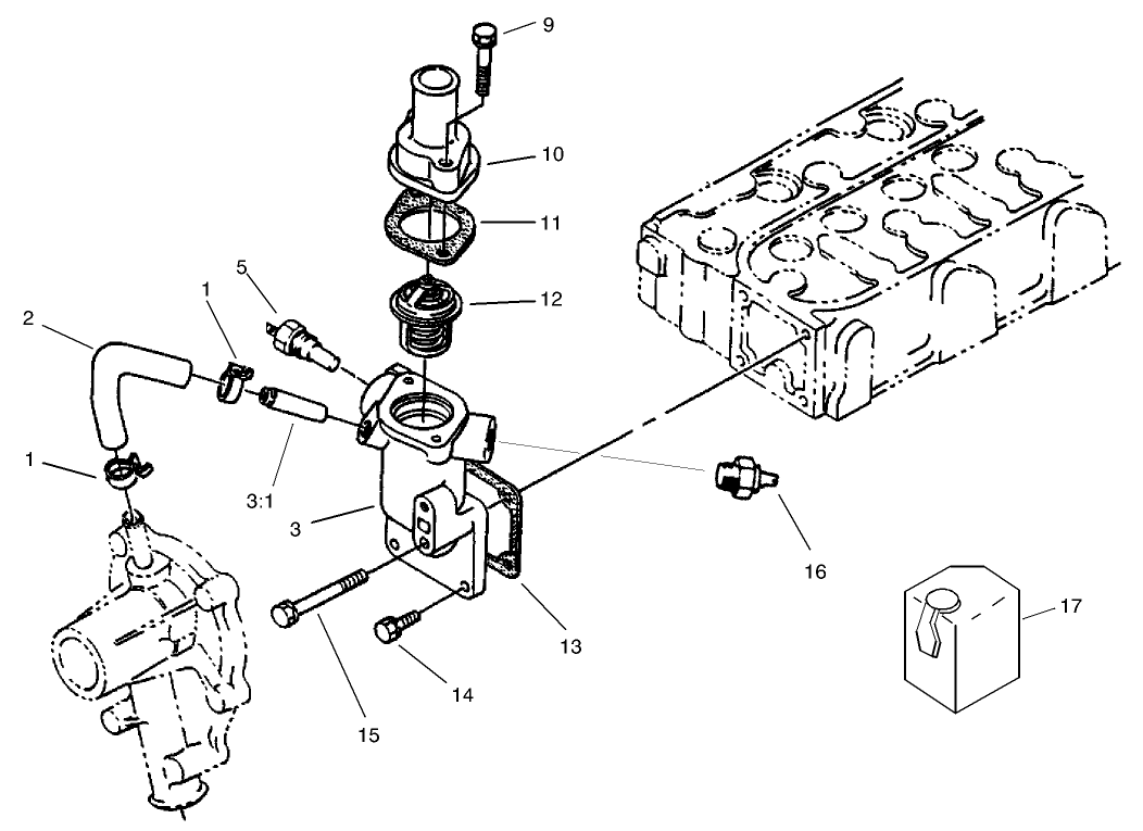 Water Flange and Thermostat Assembly