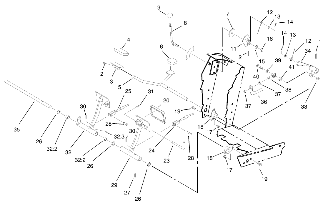 Traction and Brake Pedals Assembly