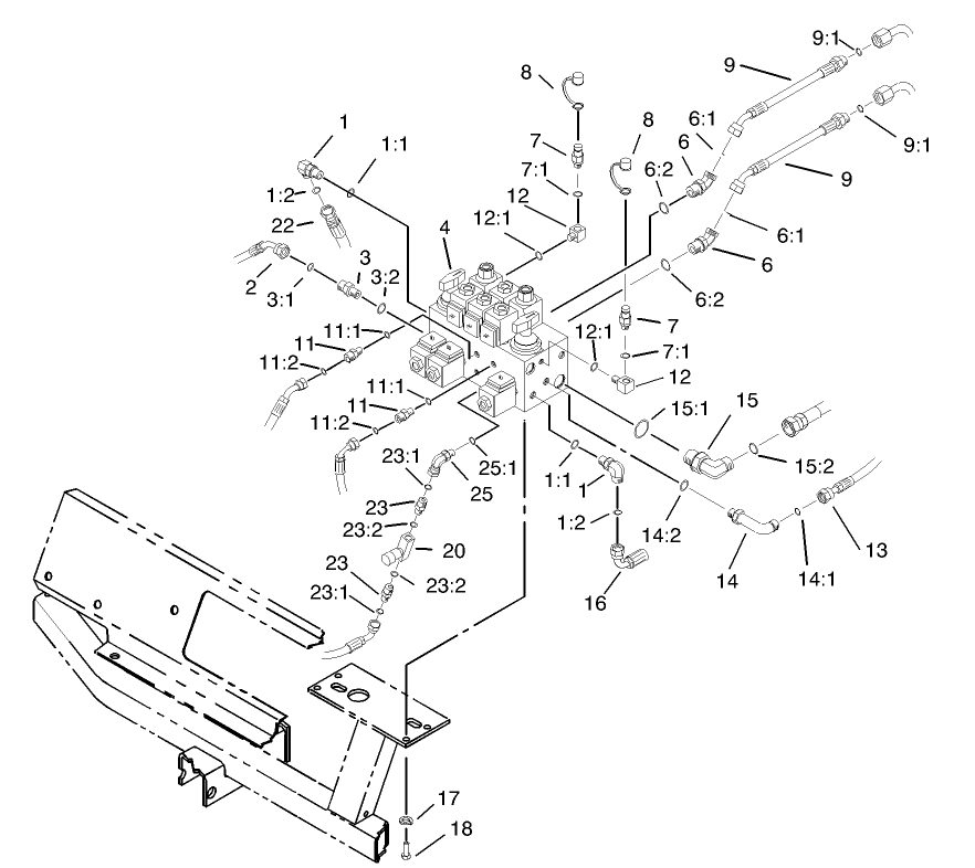 Hydraulic Control Block and Hoses Assembly