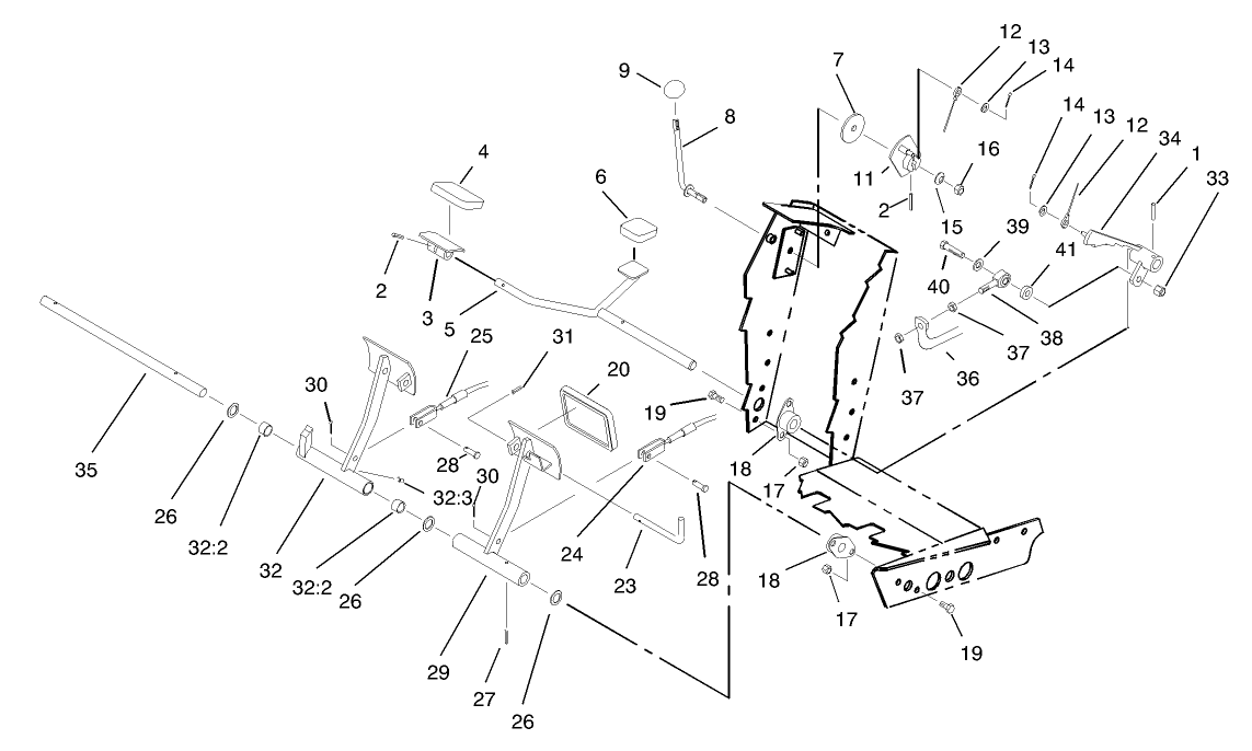 Traction and Brake Pedal Assembly