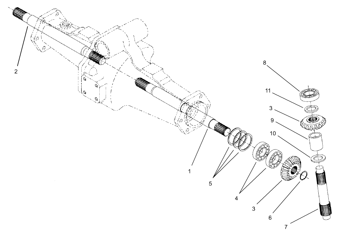 Rear Axle Assembly No. 98-3925 (Continued) Bevel Gear Shaft Assembly