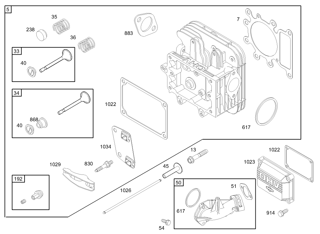 Cylinder Head Assembly Briggs and Stratton 31G777-0121-E1