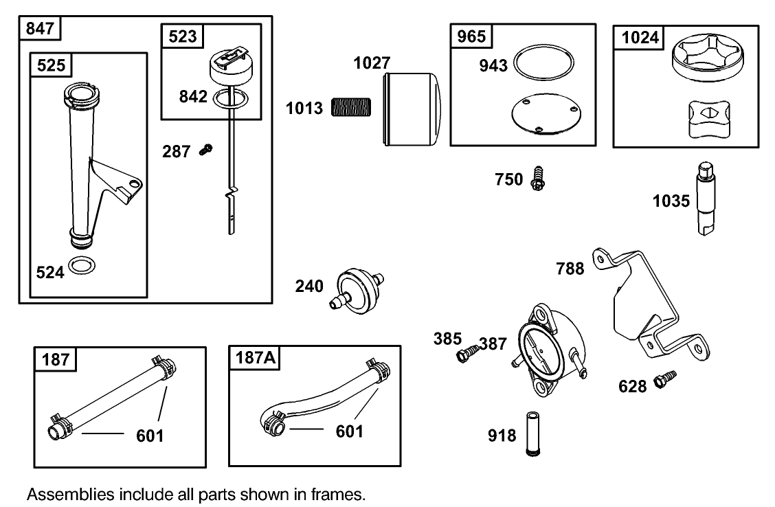 Oil Filter, Tube, and Pump Assembly  Briggs and Stratton 406777-0157-E1
