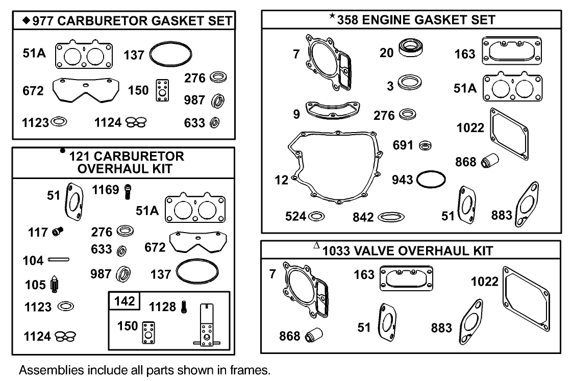 Carburetor Overhaul Kit Assembly  Briggs and Stratton  406777-0157-E1