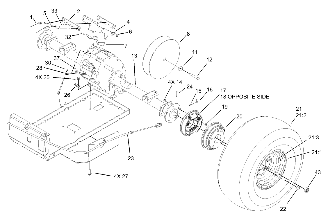 Rear Tire and Transaxle Assembly