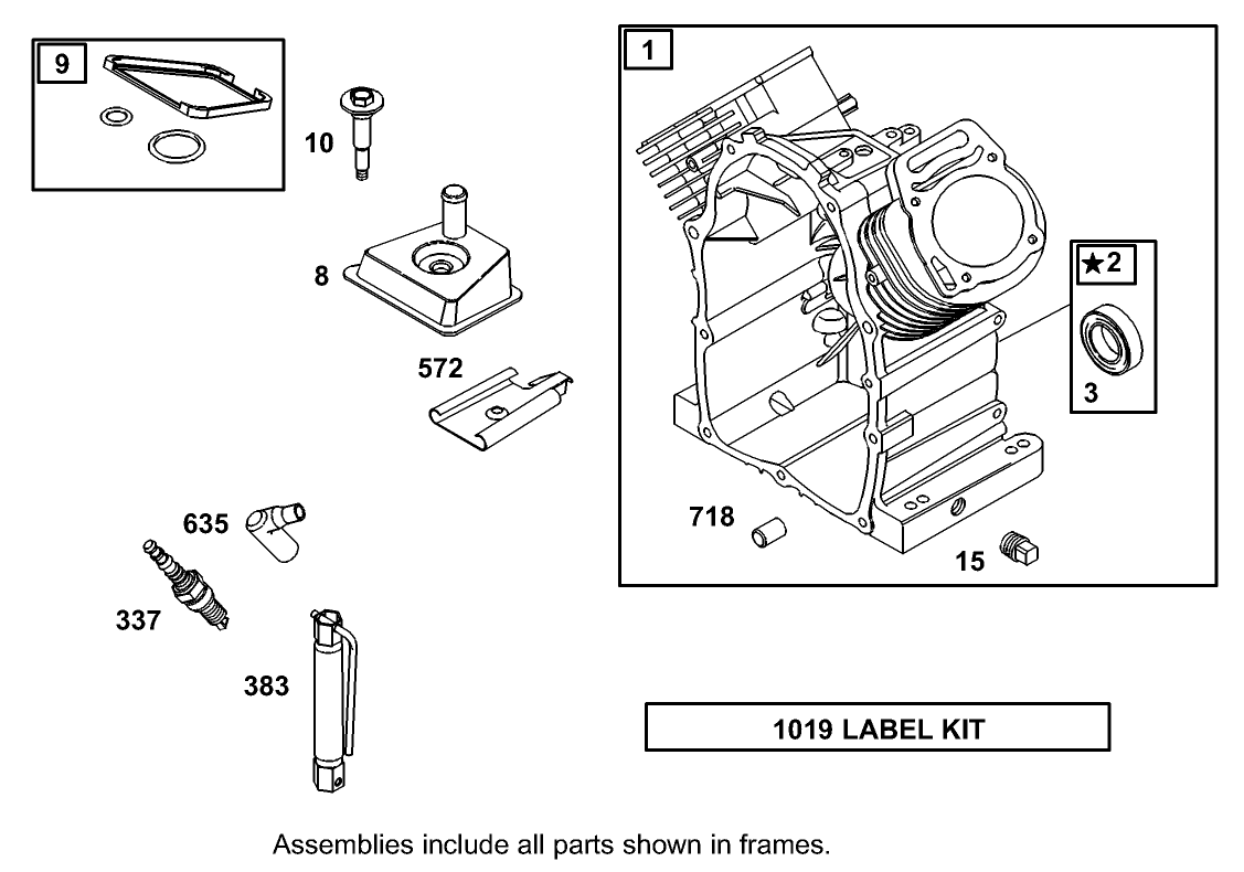 Cylinder Assembly Briggs and Stratton Engine 303440-1320-E1