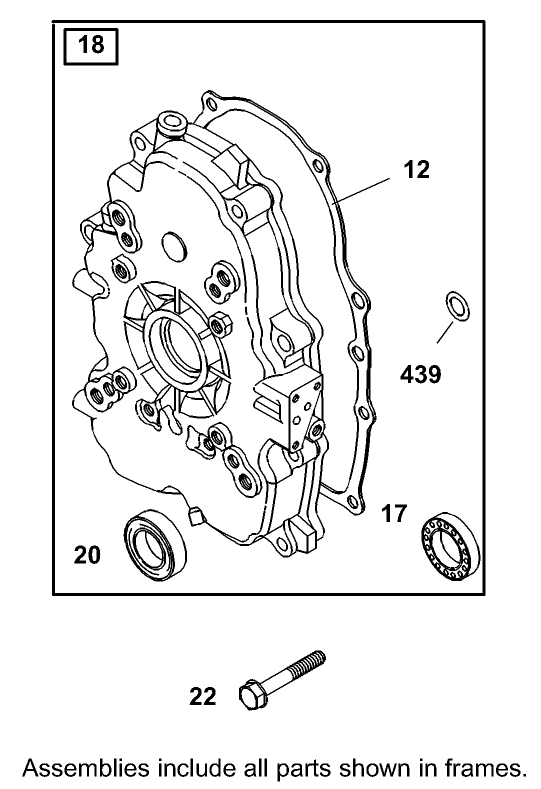 Crankcase Assembly Briggs and Stratton Engine 303440-1320-E1