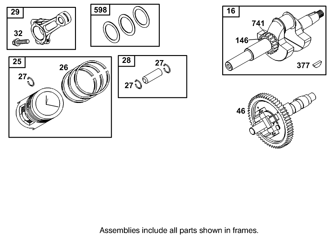 Crankshaft Assembly Briggs and Stratton Engine 303440-1320-E1