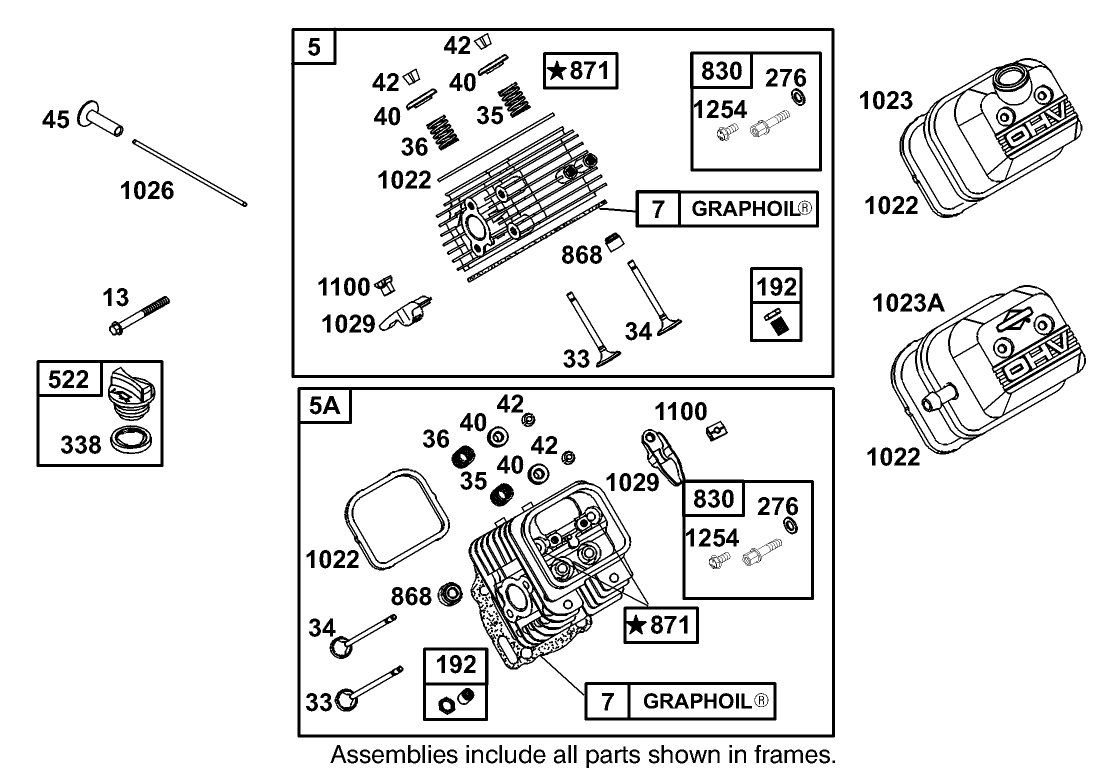 Cylinder Head Assembly Briggs and Stratton Engine 303440-1320-E1