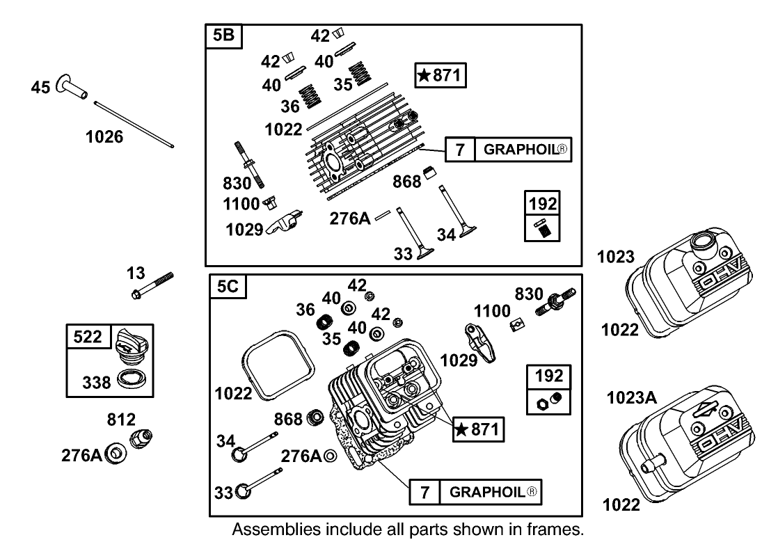 Cylinder Head Assembly Briggs and Stratton Engine 303440-1320-E1