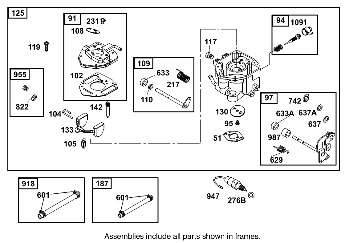 Carburetor Assembly Briggs and Stratton Engine 303440-1320-E1