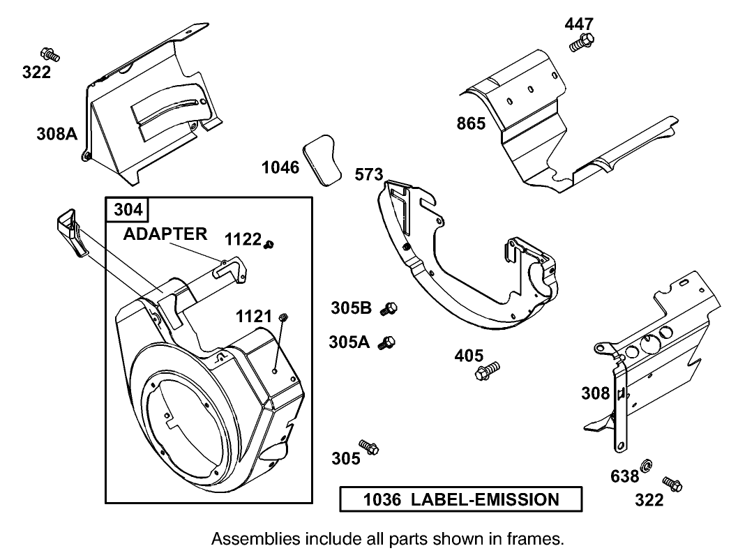 Blower Housing Assembly Briggs and Stratton Engine 303440-1320-E1