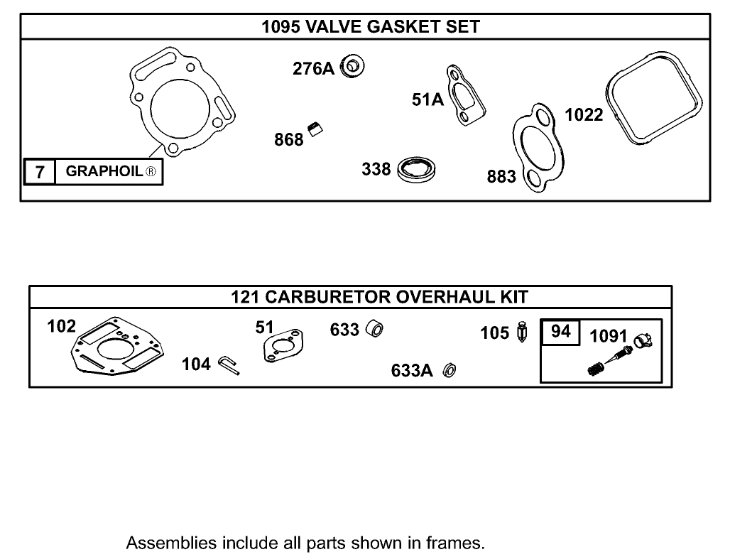 Carburetor Overhaul Kit Assembly Briggs and Stratton Engine 303440-1320-E1