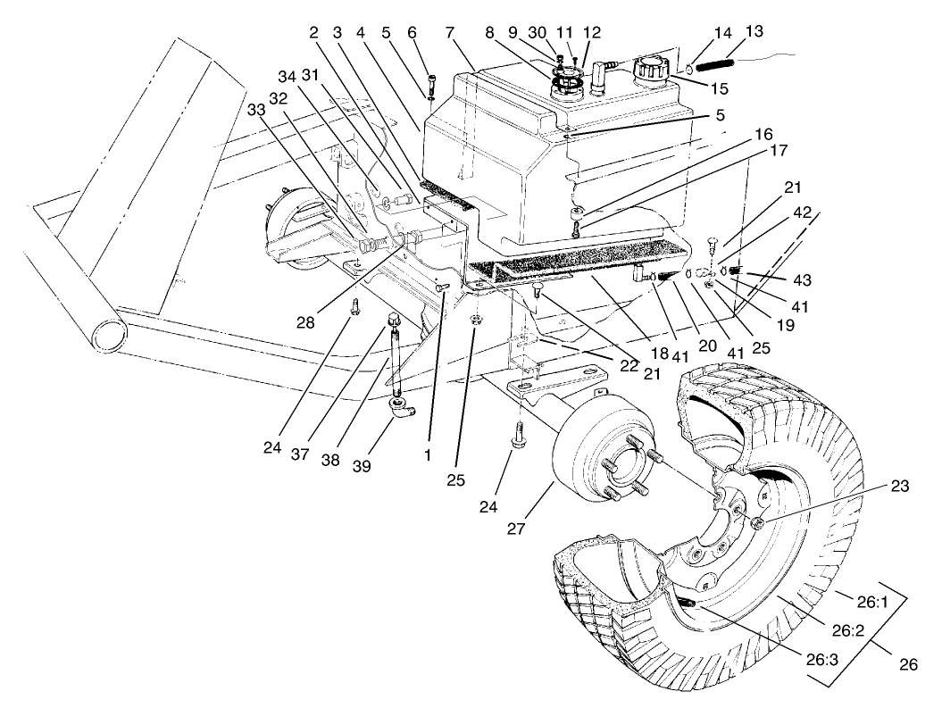 Fuel Tank and Front Axle Assembly