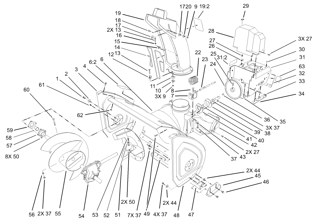 Housing and Engine Frame Assembly