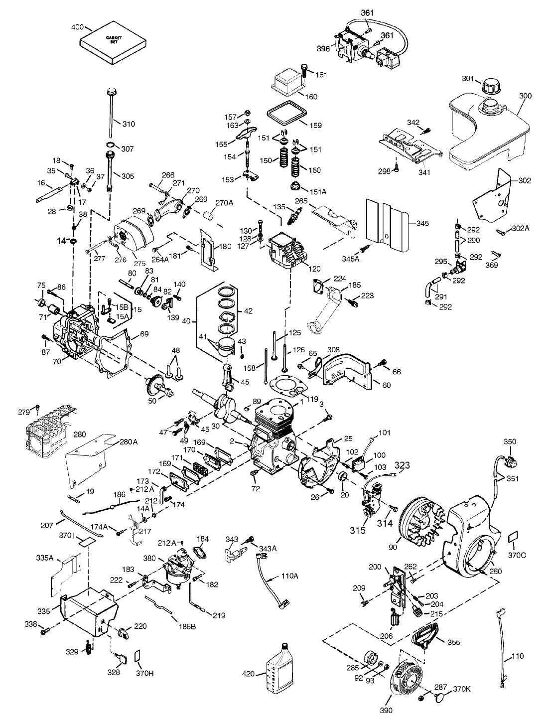 Tecumseh Engine Assembly Model No. OHSK100-221606D