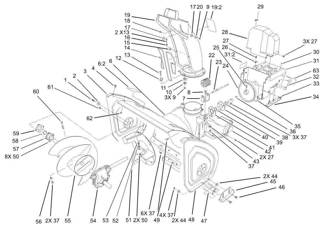 Housing and Engine Frame Assembly