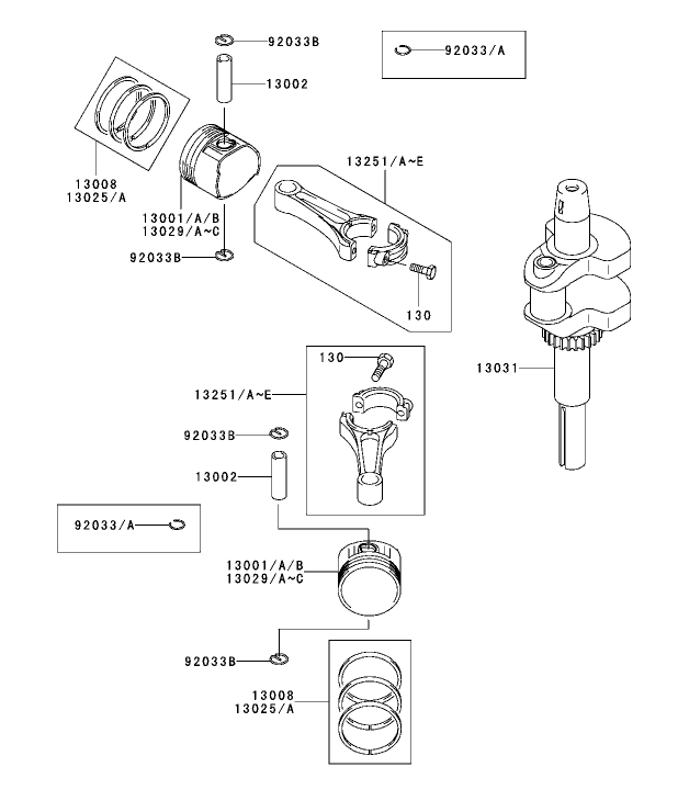 Piston/Crankshaft Assembly Kawasaki FH500V-ES10