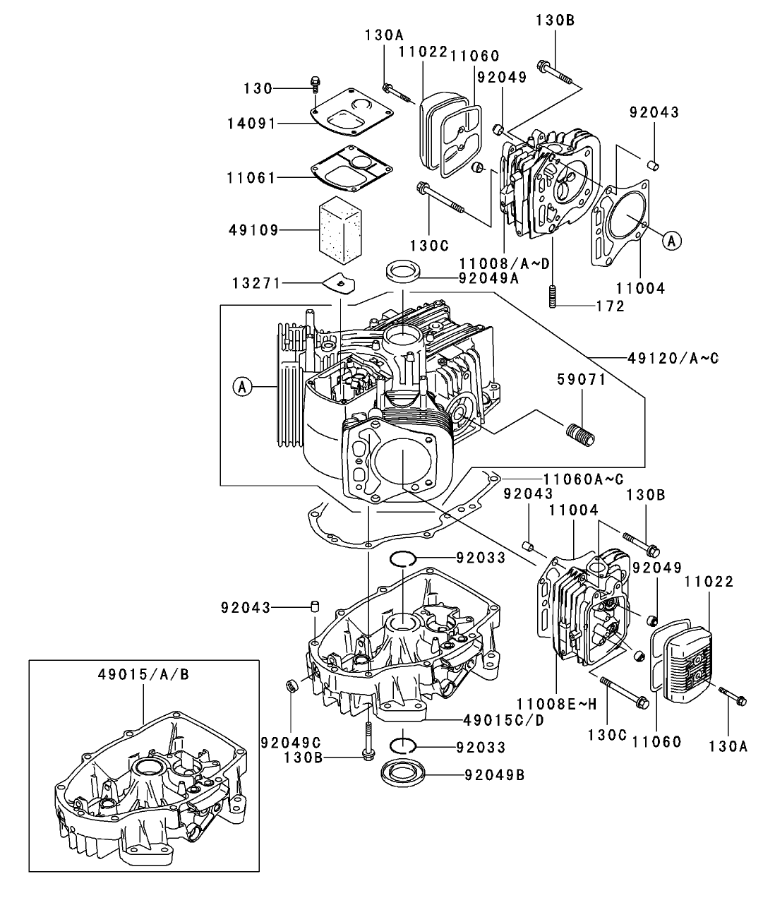 Cylinder/Crankcase Assembly Kawasaki FH500V-ES10