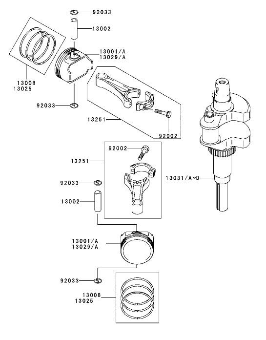 Piston/Crankshaft Assembly Kawasaki FH601V-DS06