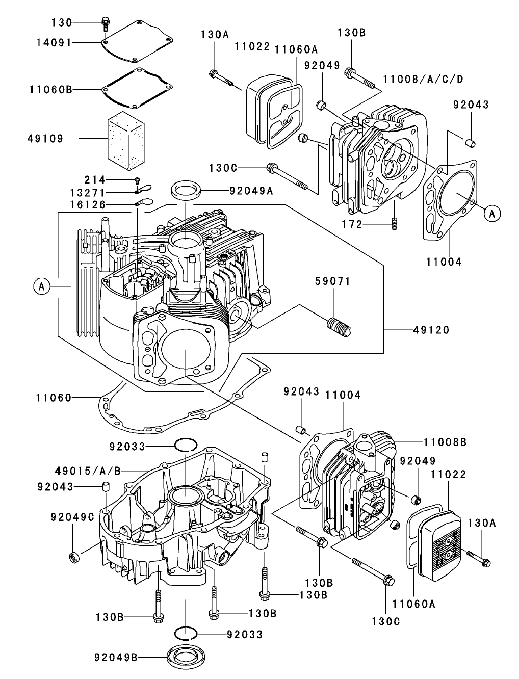 Cylinder/Crankcase Assembly Kawasaki FH601V-DS06