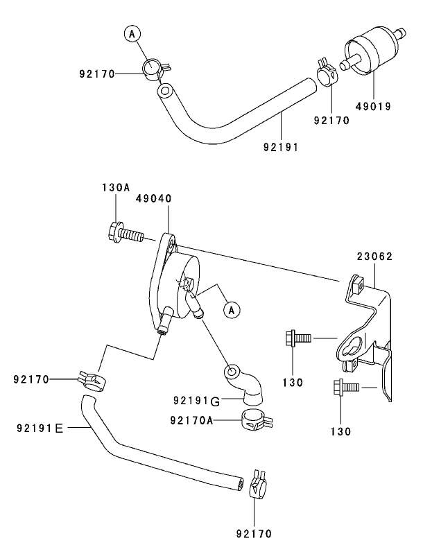Fuel Tank/Fuel Valve Assembly Kawasaki FH601V-DS06