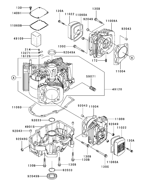 Cylinder/Crankcase Assembly Kawasaki FH680V-AS21