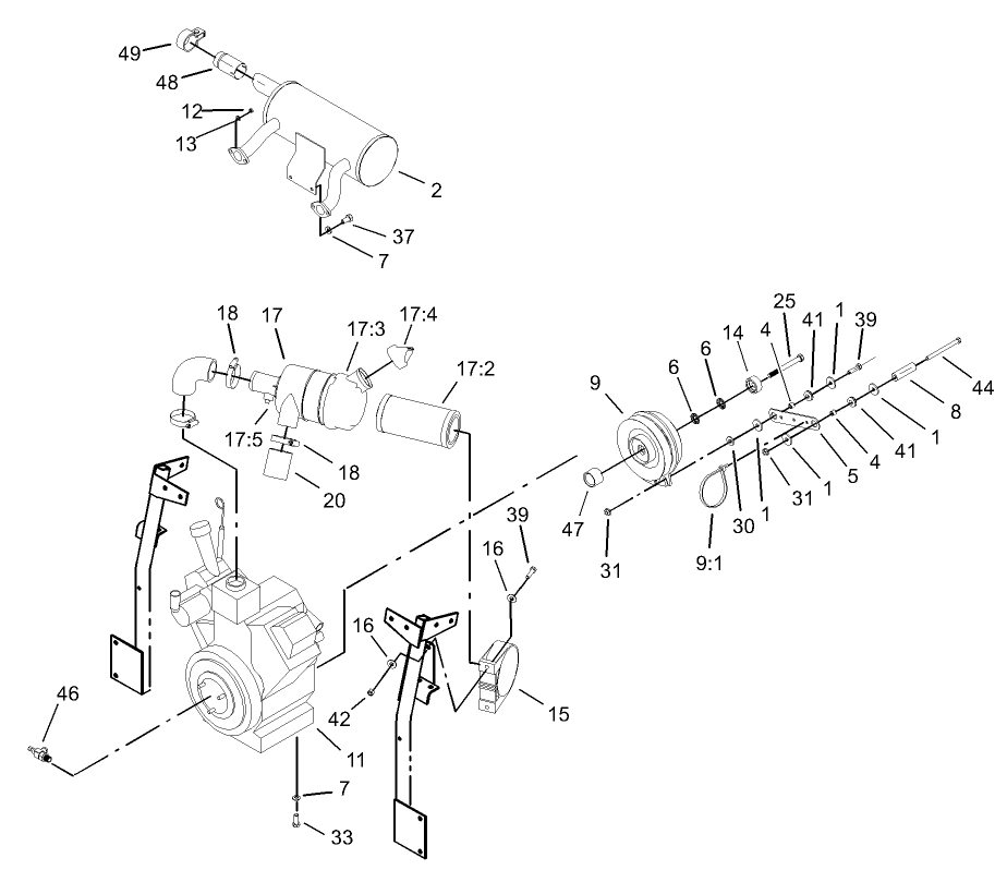 Engine, Clutch and Air Cleaner Assembly