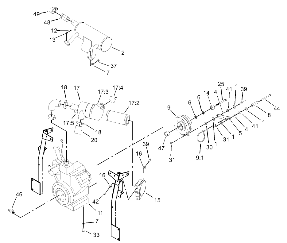 Engine, Clutch and Air Cleaner Assembly
