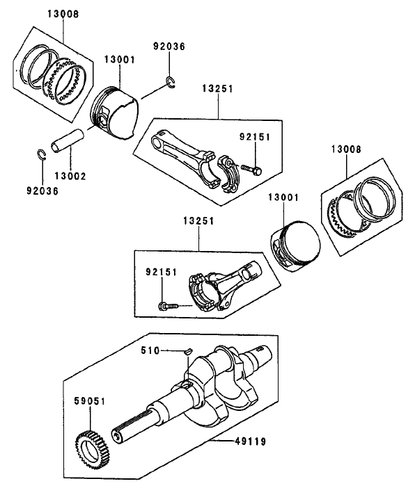 Piston/Crankshaft Assembly Kawasaki FD750D-AS03
