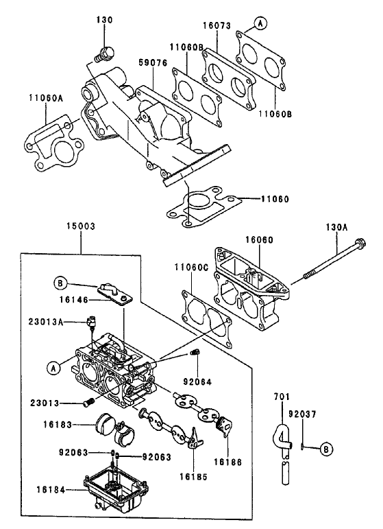 Carburetor Assembly Kawasaki FD750D-AS03