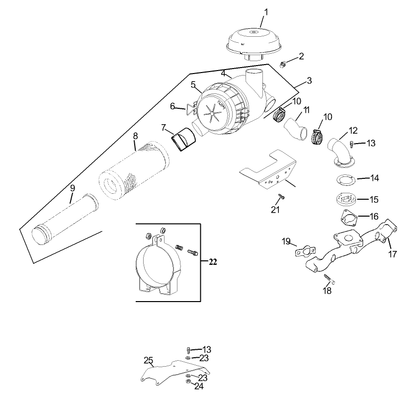 Group 10-Air Intake/Filtration Assembly Kohler CH740-0007