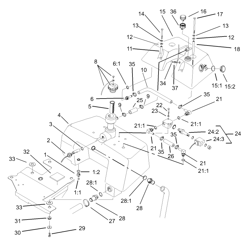 Hydraulic Reservoir and Leak Detector Assembly