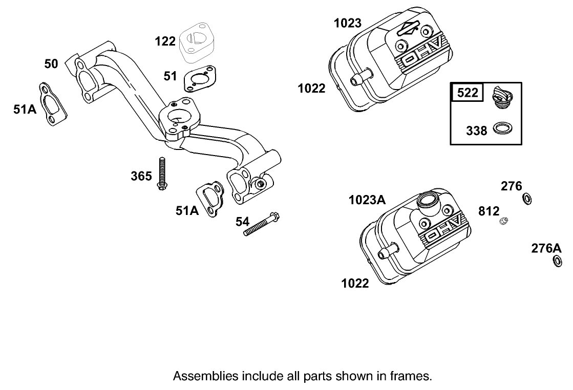 Intake Manifold and Rocker Cover Assembly Briggs and Stratton Model 350447-1331-E1