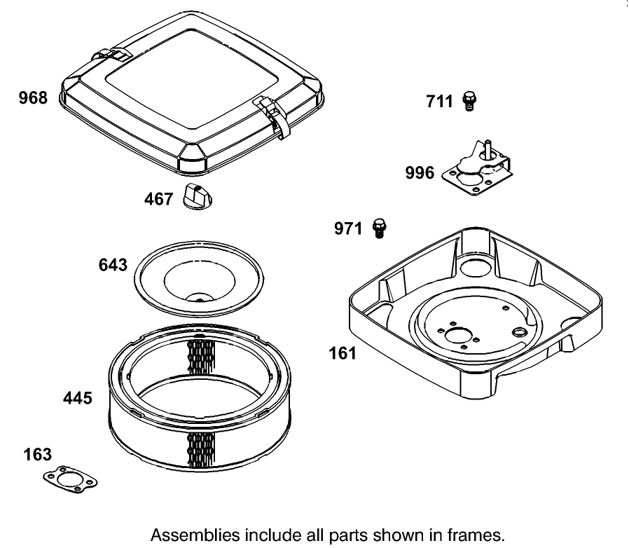Air Cleaner Assembly Briggs and Stratton Model 350447-1331-E1